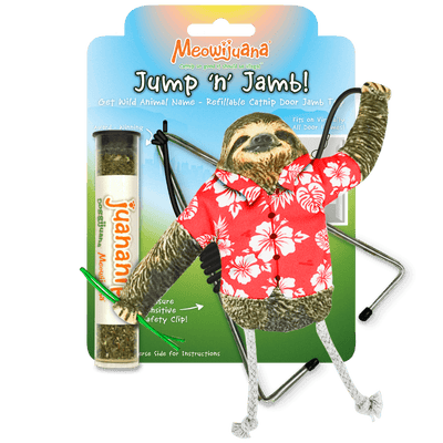 Jump 'n' Jamb - Get Wild Sloth - Refillable Catnip Swinging Toy - Meowijuana - A Catnip Company