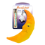 A yellow crescent moon plush toy with a star attachment, packaged with a tube of premium catnip.