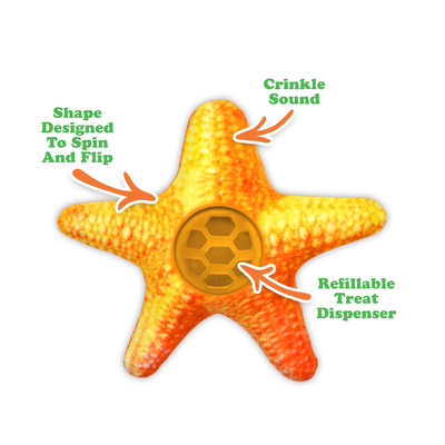 Knock 'n' Nibble Starfish - Refillable Treat Dispensing Toy