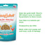 Meowijuana Crunchie Munchies bag with info highlighting no wheat, corn, or animal by-products, and fewer than 2.5 calories per treat.