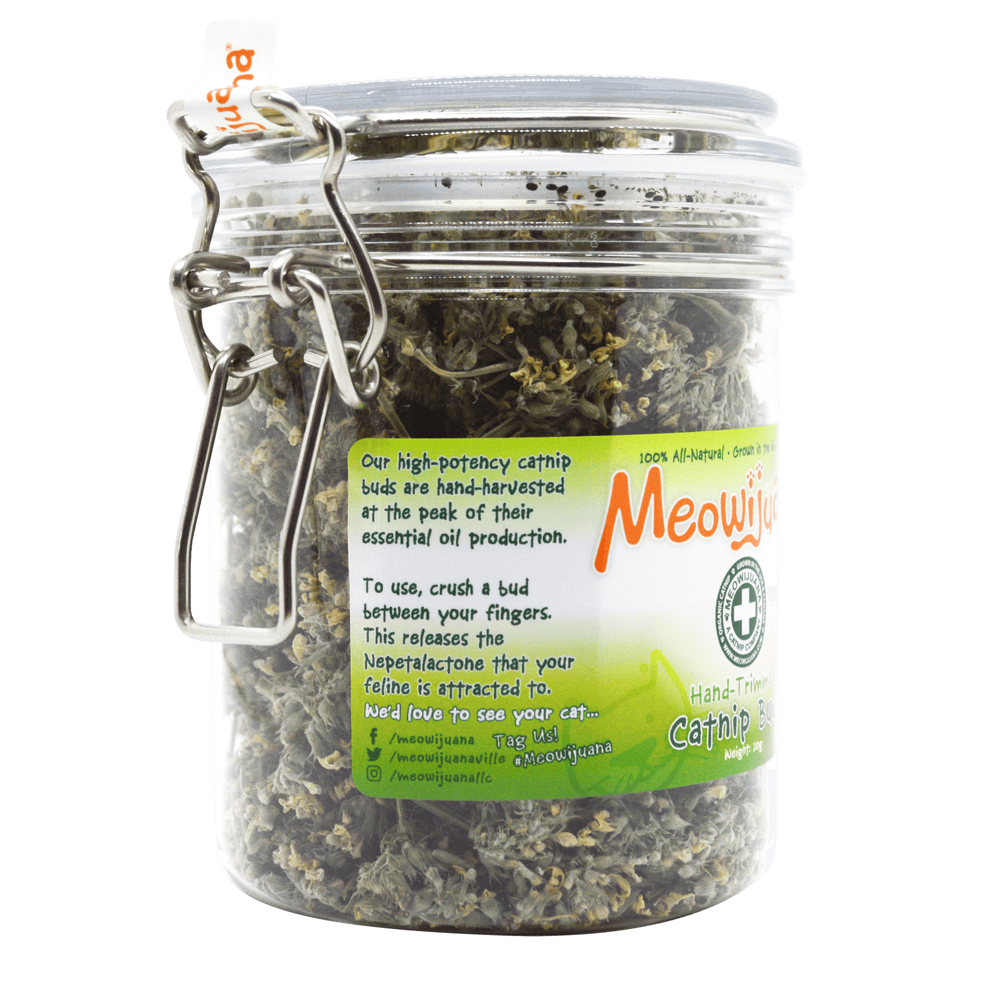 Jar of Organic Catnip Buds - Meowijuana - A Catnip Company