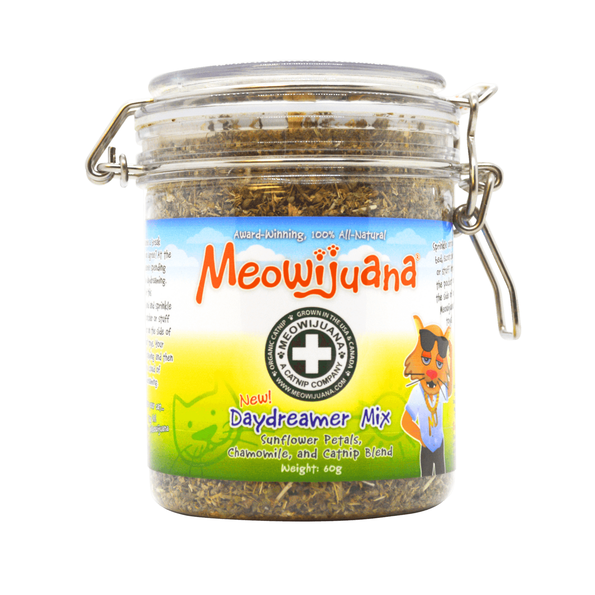 Jar of Daydreamer Mix - Catnip, Sunflower Petals & Chamomile Blend - Meowijuana - A Catnip Company