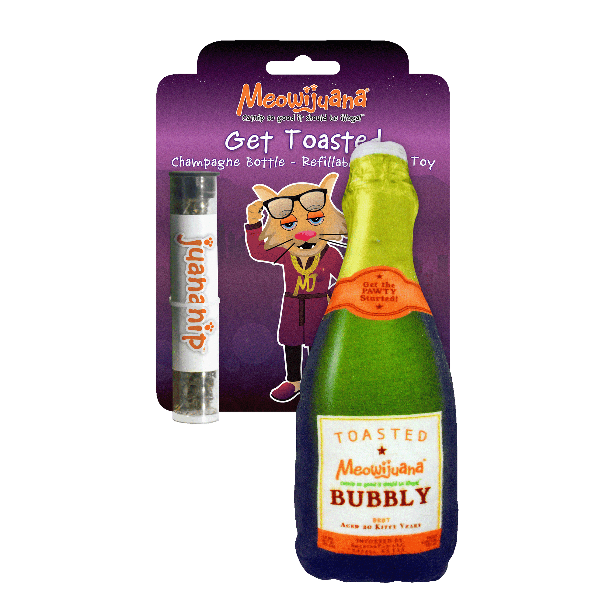 Get Toasted Refillable Champagne Bottle - Meowijuana - A Catnip Company