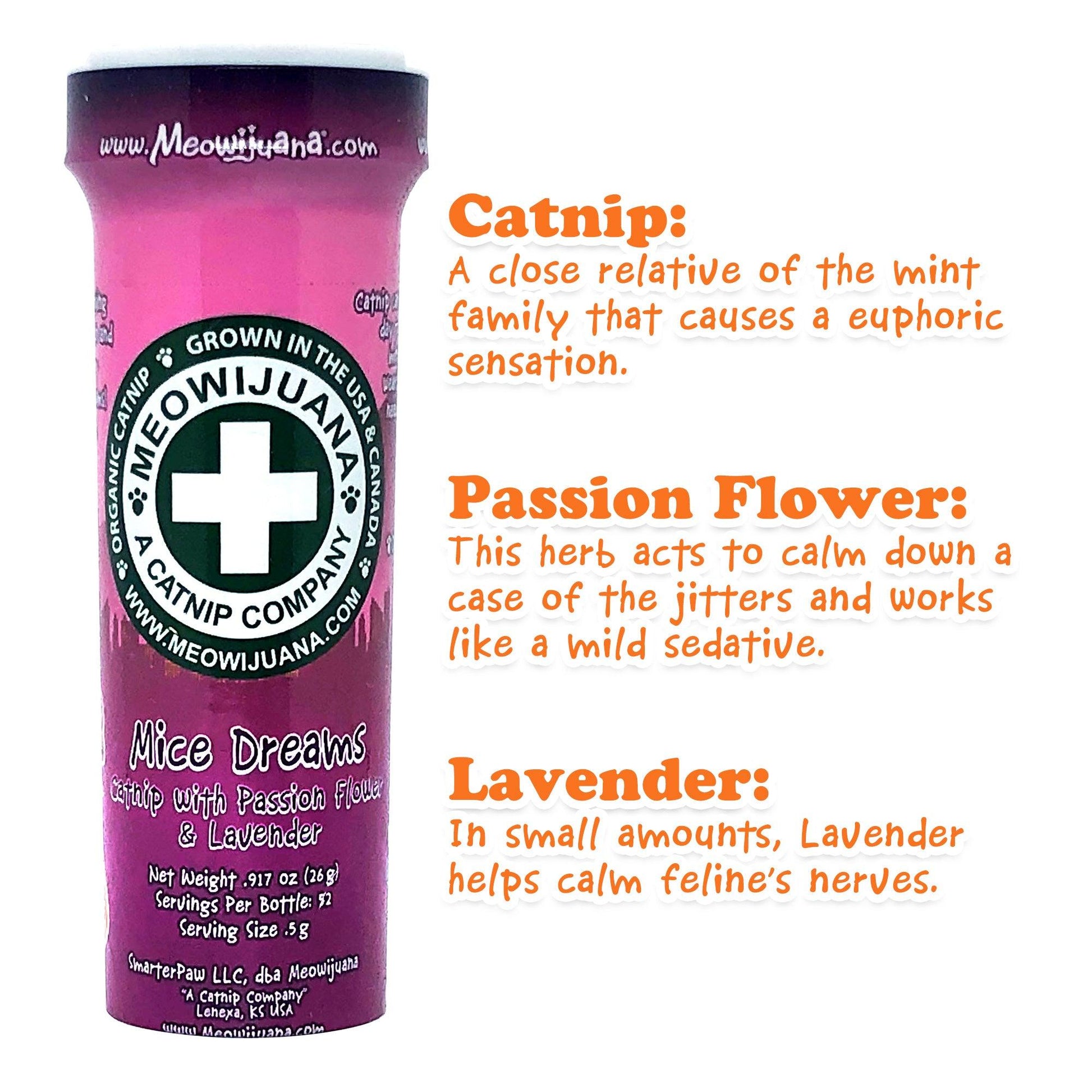Mice Dreams - Passion Flower, Lavender & Catnip Blend - Meowijuana - A Catnip Company