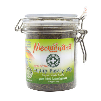 Jar of Catnip Pawty Mix with Lemongrass - Meowijuana - A Catnip Company