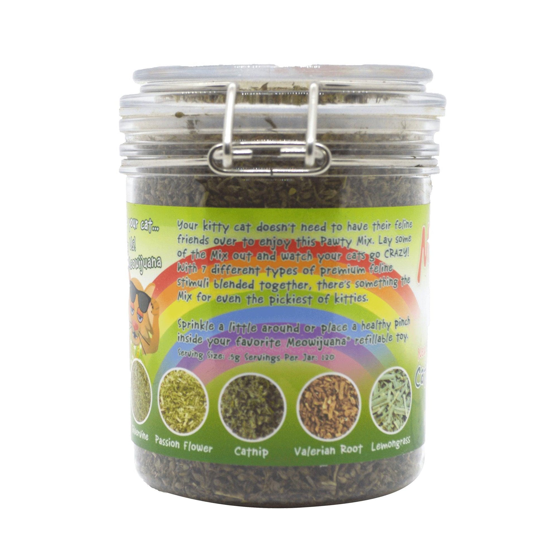 Jar of Catnip Pawty Mix with Lemongrass - Meowijuana - A Catnip Company