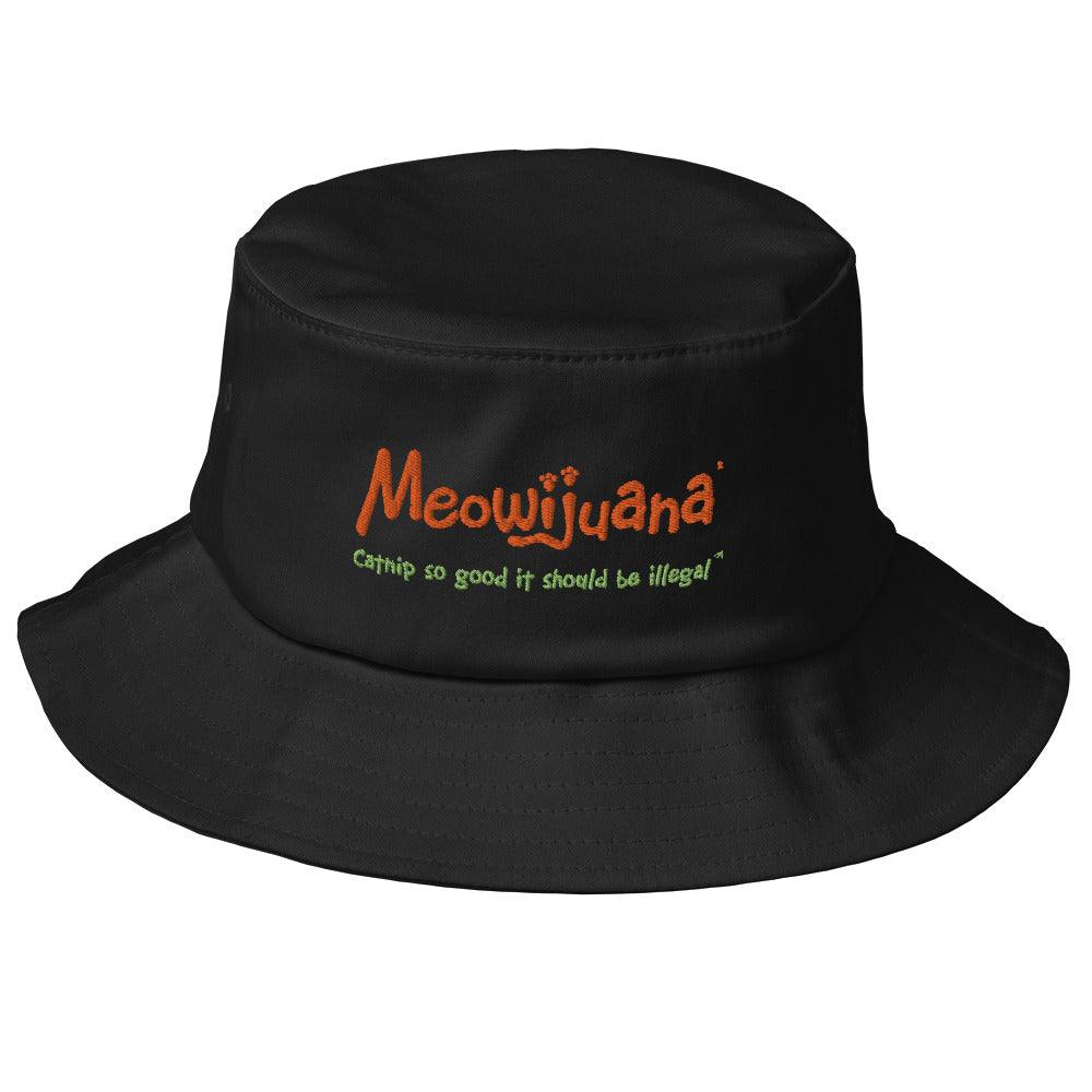 Old School Bucket Hat - Orange Logo - Meowijuana - A Catnip Company