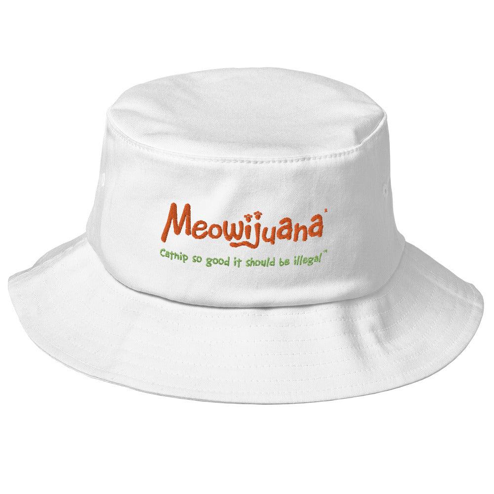 Old School Bucket Hat - Orange Logo - Meowijuana - A Catnip Company